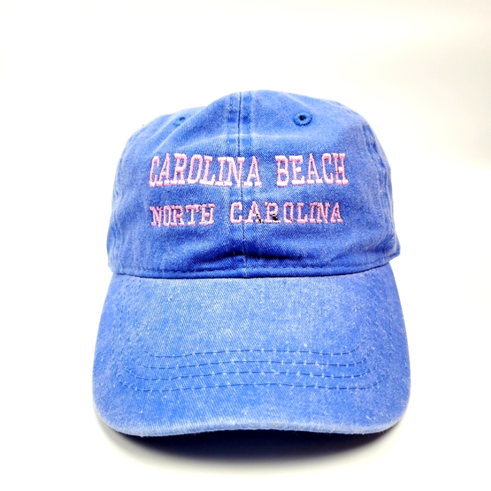 Carolina Beach North Carolina Blue Stone Washed Baseball Hat/Cap Adjusta…